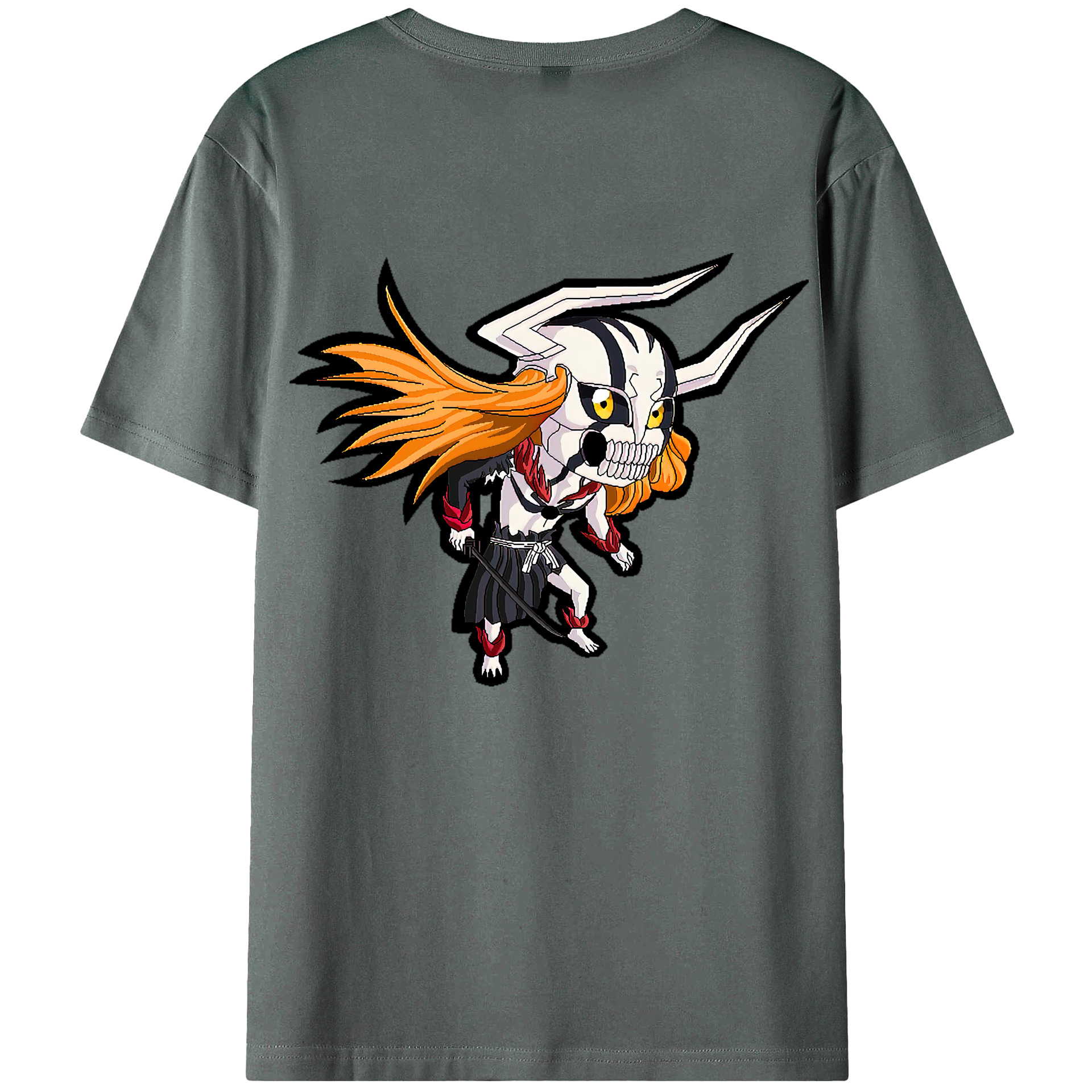 （画像用） ブリーチ 黒崎一護（くろさき いちご）BLEACH Kurosaki Ichigo 綿100％ メンズ半袖Tシャツ（バックプリント） 通気性